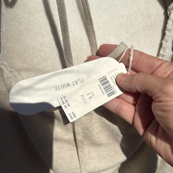 NWT Anthropologie Flat White Linen Asymmetrical Mini Dress Beige Back Cut Out 1X - Picture 8 of 8